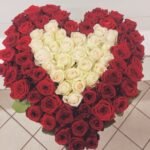 Rožių puokštė širdelė